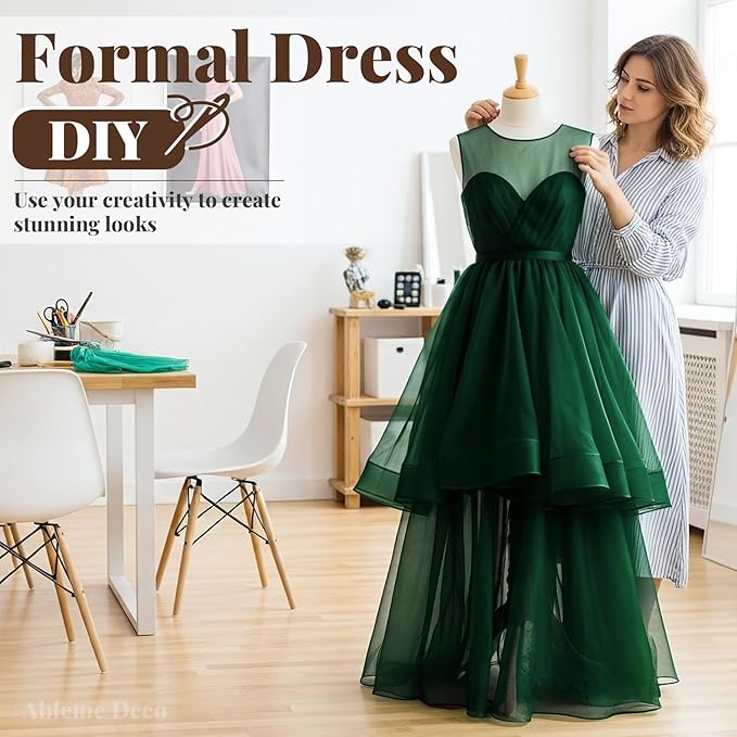 Sheer Fabric 60" x 1 Yards (3 ft) Organza Fabric by The Yard for DIY Wedding Decorations Craft Projects Party Backdrops Bows (Hunter Green)