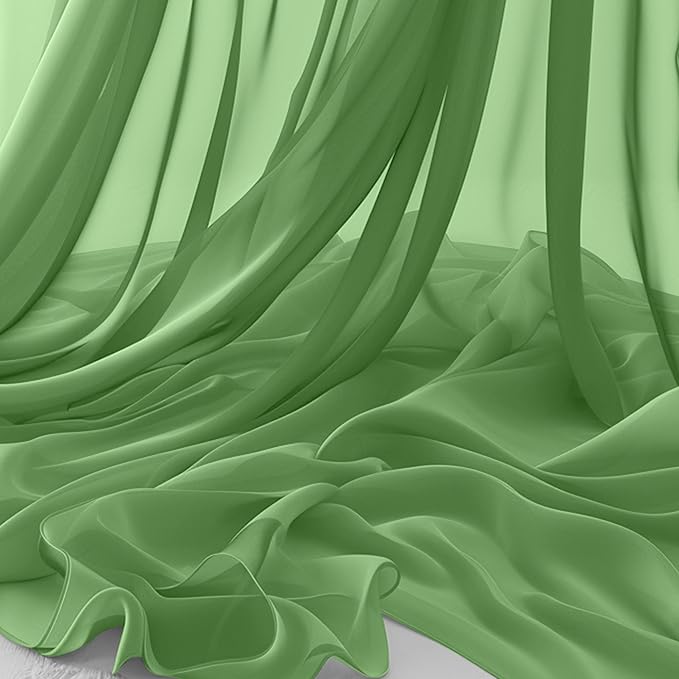 Horbaunal Dusty Sage Chiffon Fabric by The Yard, 10 Yard Continuous Sheer Fabric 59" Wide Soft Draping Fabric for Wedding Arch Draping Party Backdrop DIY Sewing