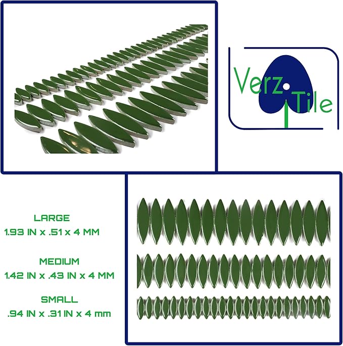 VerzTile Mosaic Tiles for Crafts - Petal Shaped Ceramic Tile Craft Hobbies & Art Projects 39 Color Options Endless Creativity DIY Design (Forest Green)