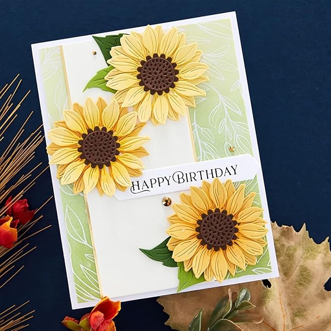 Lapoo Flowers Metal Cutting Die for Scrapbooking - Durable, Cut Stencils for DIY Scrapbook Photo Album Decorative Paper Card, Card Making Supplies, Embossing (Sunflower 3.8 x 2.7 in)