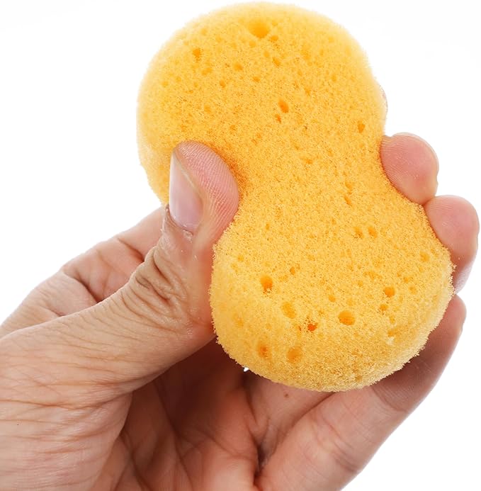 12 PCS Pottery Sponges Elasticity Clay Sponges Round Cleaning Sponge Water Absorption Soap Sponges Soft Yellow Artists Sponge for Kitchen Shoes Leather Care Painting