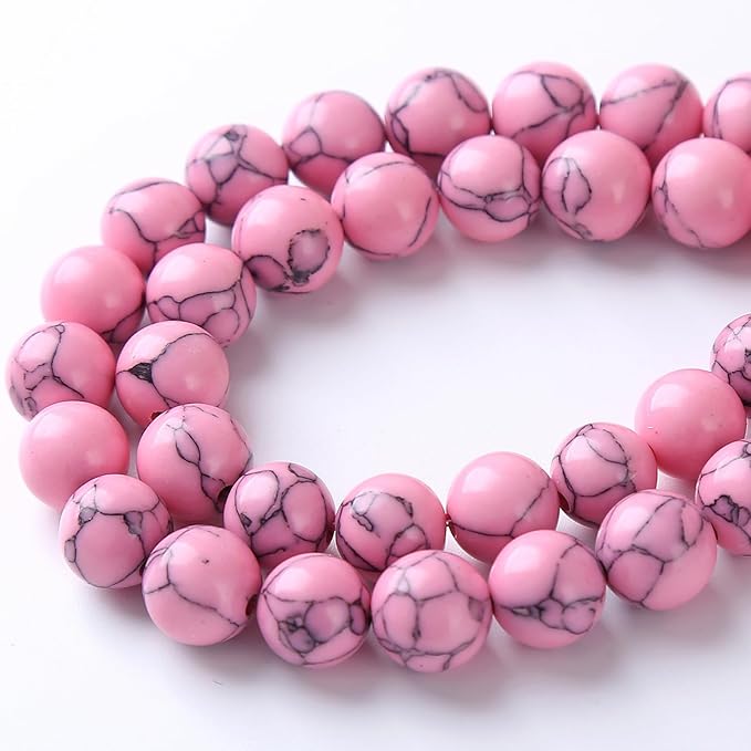 90pcs 4mm Pink Turquoise Beads Natural Stone Round Loose Spacer Beads for Jewelry Making DIY Bracelet Necklace 1 Strand 15.5inch