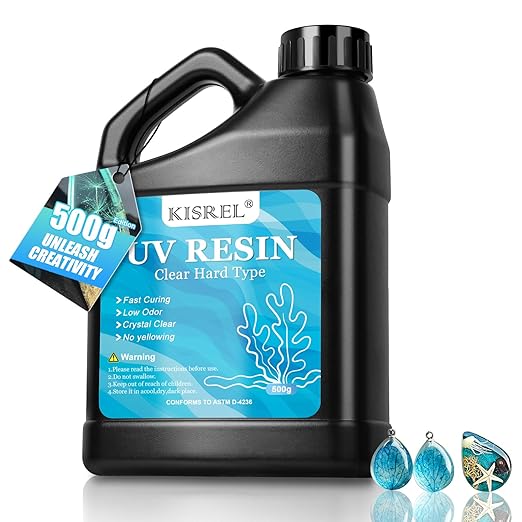 KISREL UV Resin 500g-Upgraded UV Resin Kit, Hard Type Crystal Clear Ultraviolet Curing UV Epoxy Resin for Craft Jewelry Making