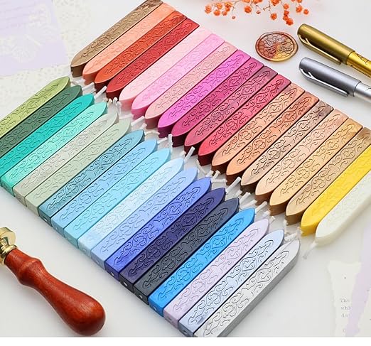 12Pcs Wax Sealing Sticks with Wicks, Assorted Colors Wax Seal Sticks Great for Vintage Mixed Color Waxsealsticks Letter Sealwax Stamp Wedding Invitations, Decoration (12-1)
