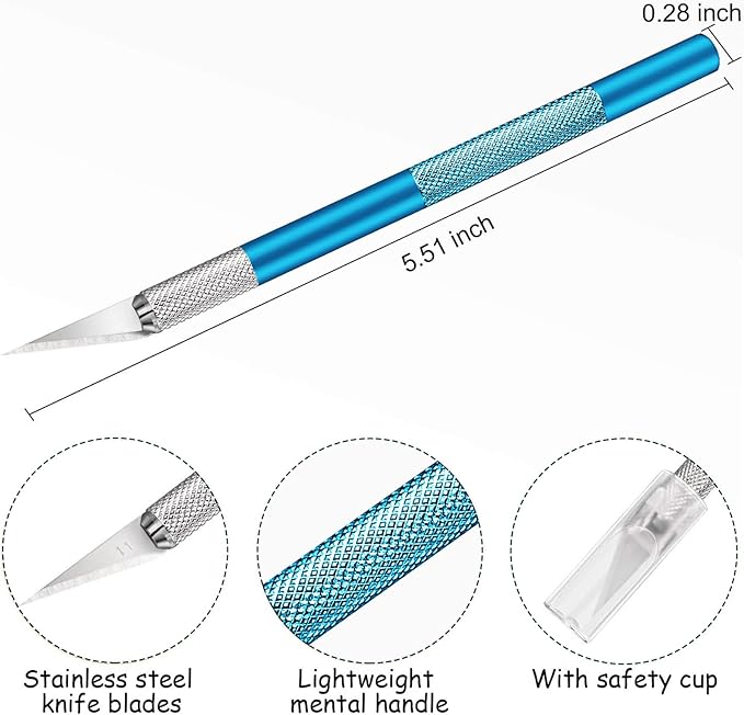 15 Pack Exacto Knife Set, Hobby Knife, Back to School Supplies Craft Knifes Kit for Art, Carving, DIY, Scrapbooking, Art, Cutting, Stencil(Blue)