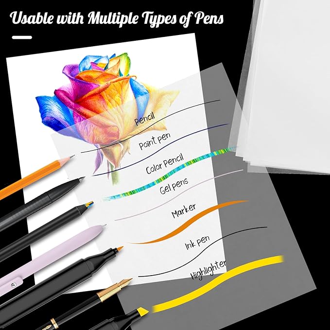 Tracing Paper 8.5" x 11", 112 Sheets Transparent Vellum Paper for Tracing Pads, Christmas Birthday Gifts for Adults Teens, 25lb/41gsm Translucent Tracing Paper for Sketching, Drawing, Overlays