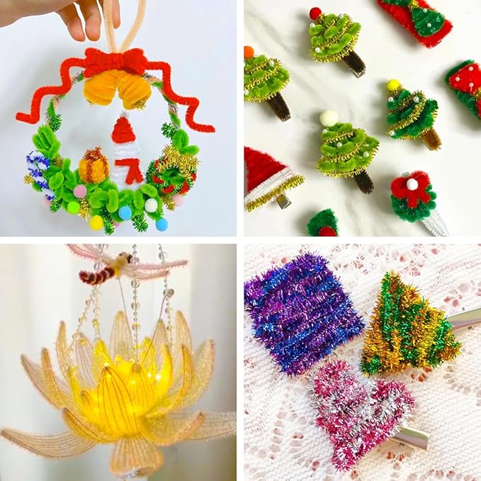 Eppingwin 1000pcs Pipe Cleaners, Glitter Pipe Cleaners Craft Supplies, 10 Colors Chenille Stems for DIY Arts Crafts Project