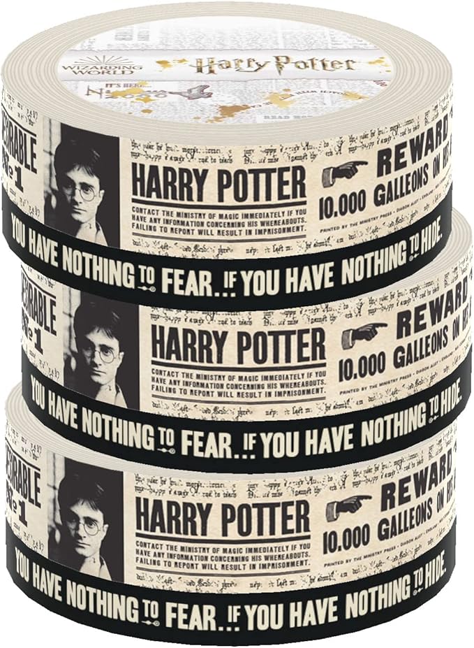 Paper House Productions Harry Potter 3-Pack Set of 2 Foil Accent Washi Tape Rolls for Scrapbooking and Crafts - Daily Prophet News