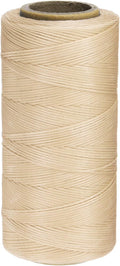 uxcell 150D 0.8mm Flat Waxed Thread 284 Yards Polyester Leather Sewing Waxed String Hand Stitching Waxed Cord for Leather Stitching Sewing Bookbinding DIY Craft Beige