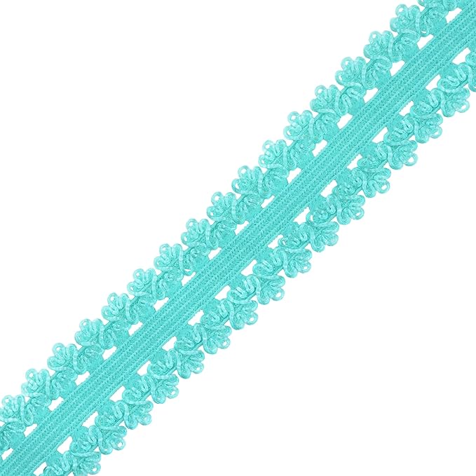 Mandala Crafts Aquamarine Stretch Lace Soft Elastic Trim Roll - 55 Yards 1 Inch Wide Stretchy Frilly Picot Ribbon for Sewing Lingerie, Headbands, Underwear, and Crafts