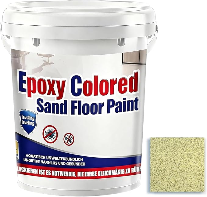 Epoxy Colored Sand Floor Paint, Epoxy Floor Paint for Concrete, High Gloss Marble Effect Coating, Waterproof Non-Slip Concrete Paints, Suitable for Indoor/Outdoor Use (Yellow,96 oz/3 kg)