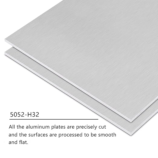 4Pack 5052 H32 Aluminum Sheet Metal 6 x 12 x 1/64 (0.02”) Inch Flat Plain Aluminum Plate Covered with Protective Film, Rectangle 0.5MM Aluminum Metal Plate for Crafting, Industrial