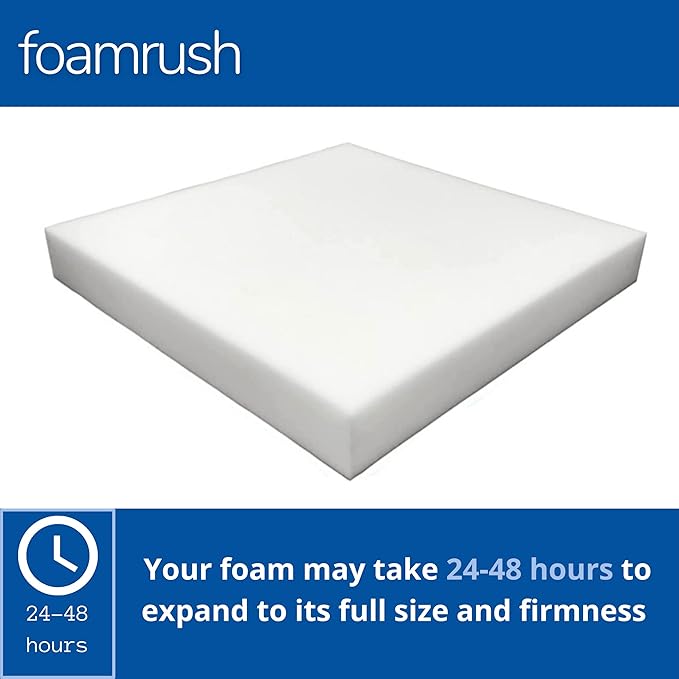 FoamRush 9" H x 24" W x 24" L Upholstery Foam Cushion High Density (Chair Cushion Square Foam for Dinning Chairs, Wheelchair Seat Cushion Replacement)