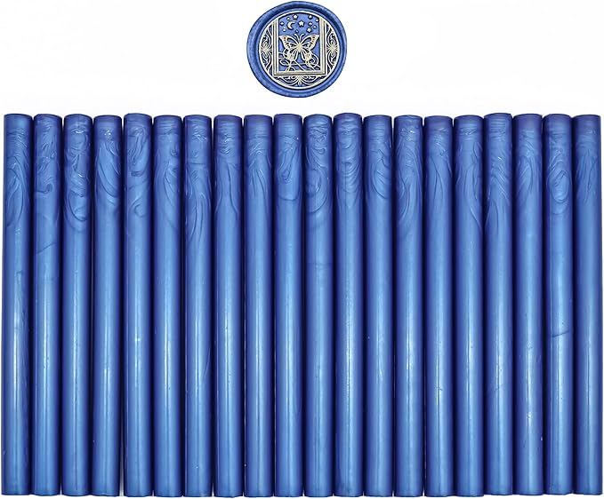 SWANGSA 20 Pieces Glue Gun Sealing Wax Sticks Navy Blue for Wax Seal Stamp, Great for Wedding Invitations, Cards, Envelopes, Wine Packages, Gift Wrapping (Navy Blue)