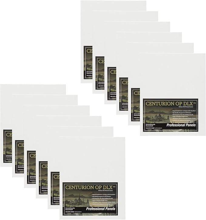 Centurion Deluxe Professional Oil Primed Linen Canvas Panels - 3x5-12 Pack of Linen Canvases for Painting, Artwork and More
