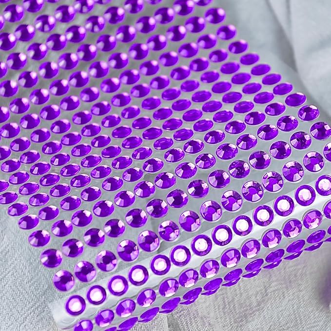 3090 Pcs 4 Sheets Rhinestone Stickers 3/4/5/6 mm Self Adhesive Craft Rhinestones Gems for Face Eyes Makeup Hair Body (Darkpurple-3/4/5/6mm)