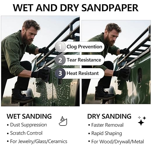 7000 Grit Sandpaper, 9 x 11 Inch Wet Dry Sand Paper Hand Abrasive Sanding Sheets for Wood Metal Automotive Sanding and Polishing, Extra Fine - 5 Sheets