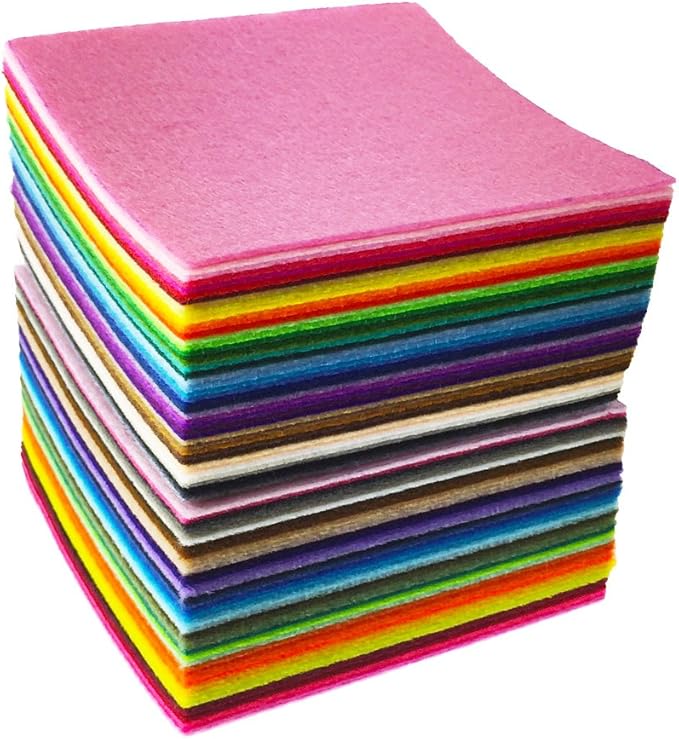 88pcs 4 x 4 inches (10 x 10cm) Assorted Color Mini Felt Fabric Sheets Patchwork Sewing DIY Craft 1mm Thick