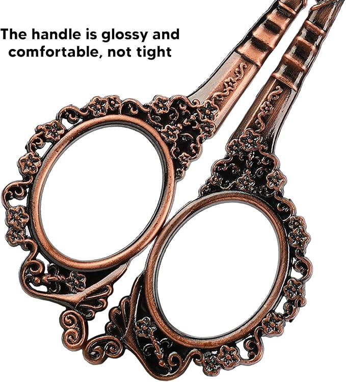 Pssopp Vintage Embroidery Scissors Set, Sewing Tool Kit with Sewing Needle Case Thimble Threader Complete Set for Embroidery and Needlework(Bronze)