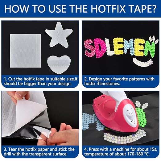 Blinginbox Hotfix Tape,Hot Fix Rhinestones Transfer Film Paper Iron on Rhinestones Transfer Paper.(10ft*12.6in)