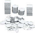 Prasacco 120 Pcs Small Mirrors for Crafts, 3 Shapes Mirror Pieces for Crafts, Square Diamond Round Craft Mirror DIY Mirror Mosaic Tiles for Disco Ball Lamp Framing Decoration