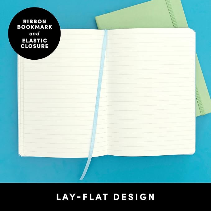PAPERAGE Lined Journal Notebooks, 3 Pack, (Yellow, Blush & Turquoise), 160 Pages, Medium 5.6 inches x 8 inches - 100 GSM Thick Paper, Hardcover
