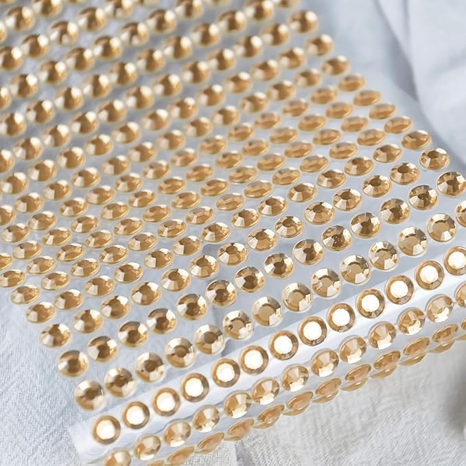 1799 Pcs 4 Sheets Rhinestone Stickers 3/4/5/6 mm Self Adhesive Rhinestones Gems for Face Eyes Makeup Hair Body (Light orange-3/4/5/6mm)