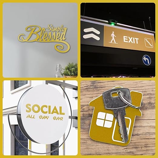 Laser Engraving Blank ABS Double Color Plastic Sheet, 11.8x6.49x0.05 inch Materials Double Color Plastic Sheet for Interior Signs, Badges, DIY Carving Pack of 12(Gold)