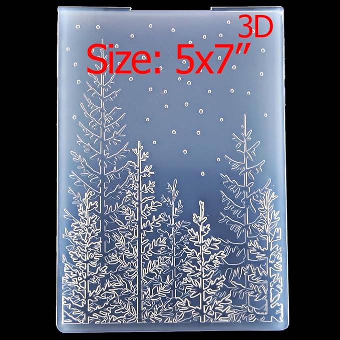 KWELLAM 3D Merry Christmas Snowfall Tree Woodland Background Plastic Embossing Folders for Card Making Scrapbooking and Other Paper Crafts 3080401