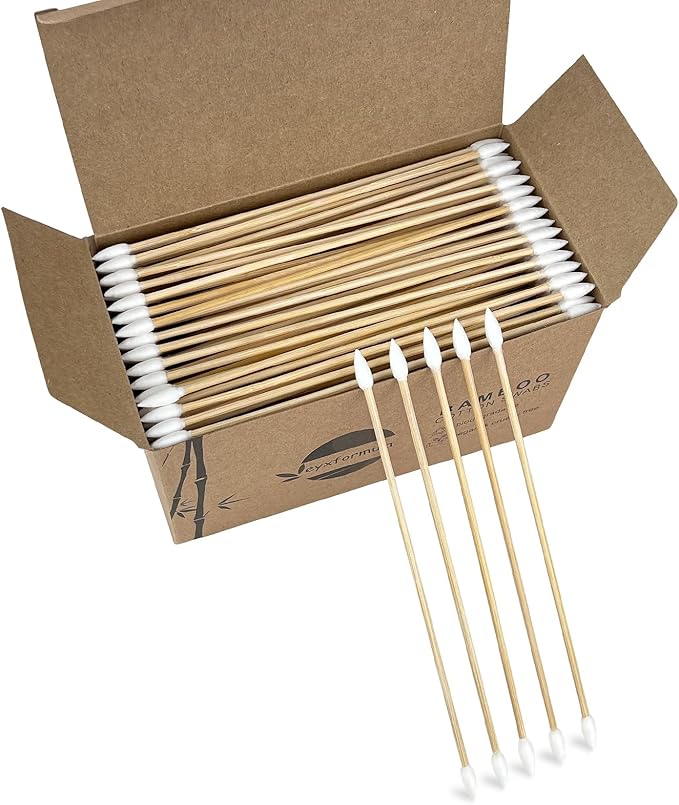Eyxformula 200/400 Pcs Gun Cleaning Swabs with Double Pointed Tips, 6 Inch Sturdy Bamboo Sticks, Lint Free Long Cotton Swabs for Firearm Maintenance, Precision Cleaning Pistol, Rifle, Handgun, Shotgun