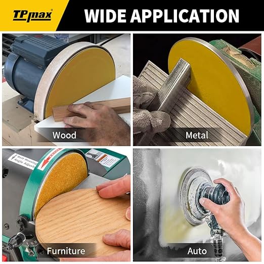 6-Inch 180-Grit Gold PSA Sanding Discs, 50 Pack – Pro-Grade Self-Adhesive Stickyback Sandpaper with Quick-Release Tabs for DA Sander, Fine Automotive/Wood/Metal Sanding