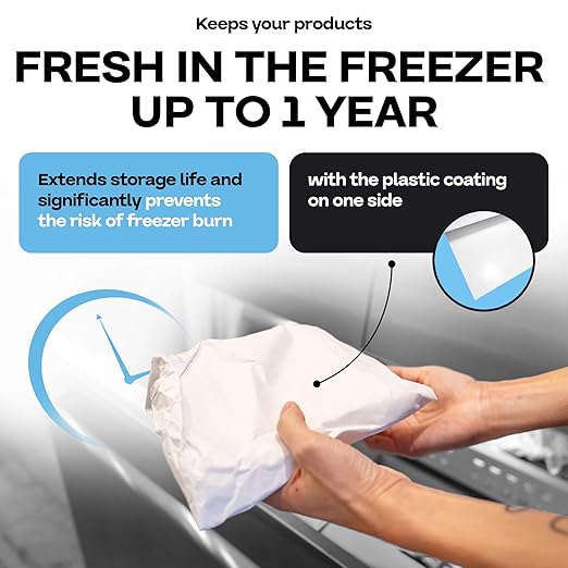White Freezer Paper Roll 18" x 1800" (150 feet) with Cutter - USA-made Freezer Paper for Meat & Fish - Poly-Coated Food Wrapping Material for Freezing - Barrier Against Air & Moisture by IDL Packaging