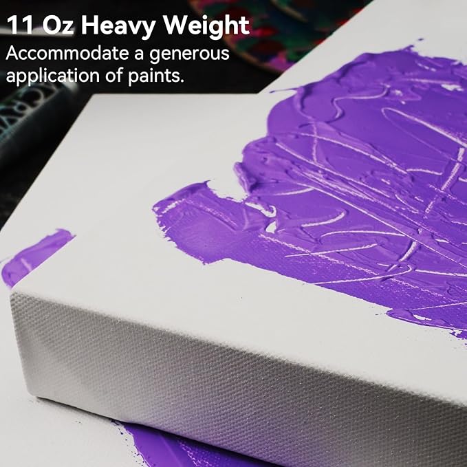 PHOENIX 12x16 Inch 2 Pack Gallery Canvas - 1.5 in Thick Canvases for Painting - Deep Edge 100% Cotton 11 Oz. Gesso Primed White Blank Professional Canvas Oil & Acrylic Paints
