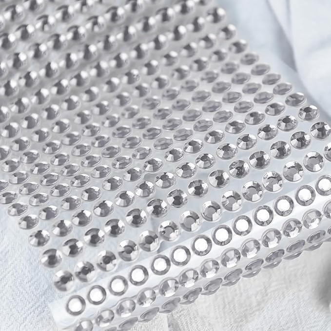 3090 Pcs 4 Sheets Rhinestone Stickers 3/4/5/6 mm Self Adhesive Craft Rhinestones Gems for Face Eyes Makeup Hair Body (White-3/4/5/6mm)