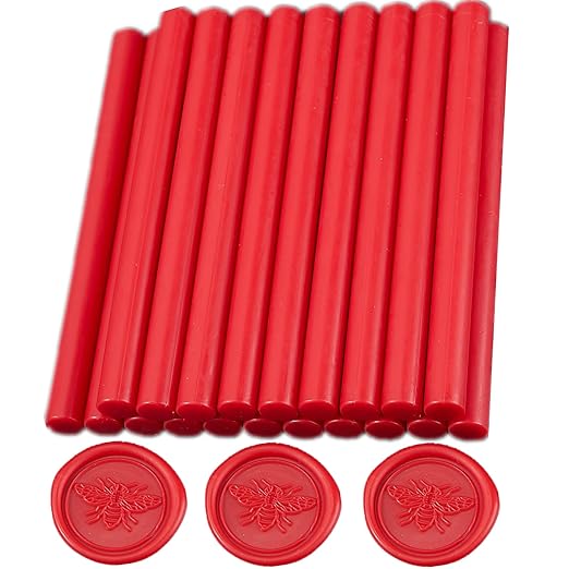 Wax Seal Sticks Red, ONWINPOR 20pcs Glue Gun Wax Sealing Sticks for Wax Seal Stamp, Mini Wax Seal Gun Sticks Suit to 0.28'' Glue Gun, Wedding Invitations (Bright Red)