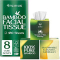 Bamboo Facial Tissue | 3-Ply Strong | Lint-Free, Fragrance-Free | Gentle for Sensitive Skin | BPA & PFAS-Free, FSC Certified | 8 Cube Boxes (480 Sheets) | PALM NAKI