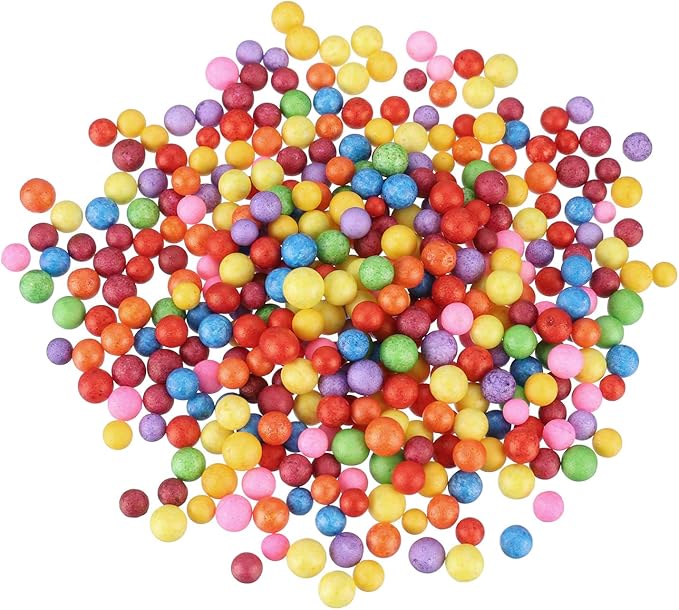MECCANIXITY Foam Beads Foam Balls 7-9mm for Wedding and Party Decorations, Tiny Packing Balls, Arts DIY Crafts Supplies (Multicolored,1 Pack Approx 3000pcs)