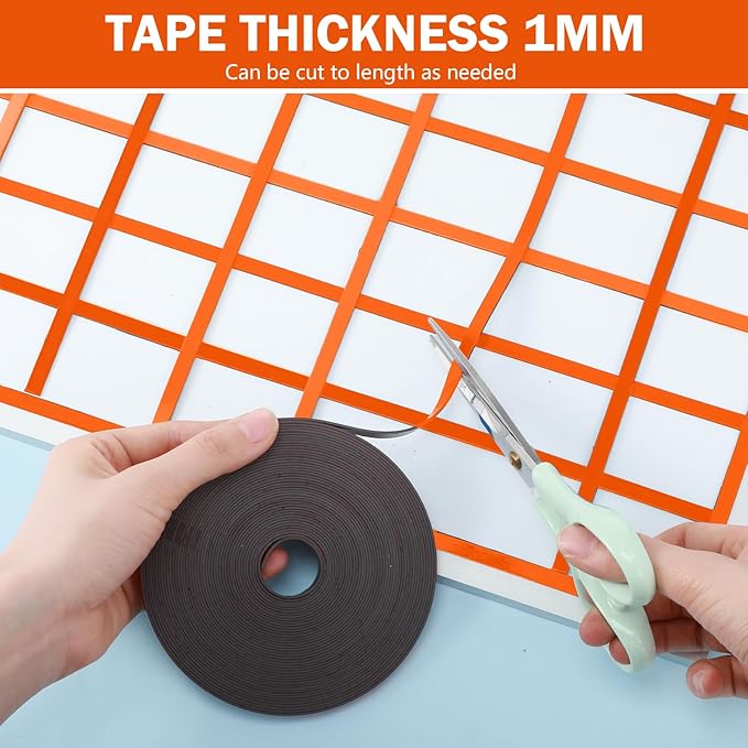 Magnetic Tape Roll Thin Strips, 0.39 Inch x 66 Feet Magnetic Board Dividers Whiteboard Graphic Decorative Tape Marking Line for Classroom Office Art Accessories(Orange)