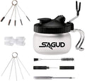 SAGUD 19 Piece Airbrush Cleaning Kit, Glass Airbrush Cleaning Pot with Holder, 5 Cleaning Brushes, 5 Cleaning Needles, 1 Washing Needle, 1 Repair Tool, Air Brush Protection Covers.