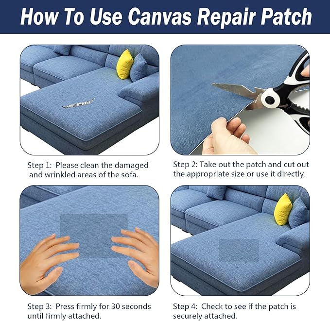Canvas Repair Patch, 17X79 Inch Strong Sticky Fabric Repair Tape, Self-Adhesive Fabric Patch for Sofas, Tote Bags, Clothing, Car Seats, Furniture (Brown, 17X79 Inch)