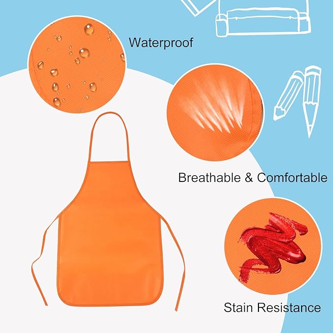 PLULON 20 Pcs Kids Aprons for Art Painting, Bulk for Craft, Home, Kitchen, Classroom, Party Supplies