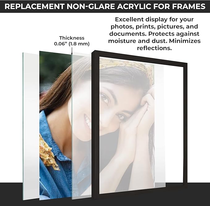 Non-Glare Acrylic Replacement for 10x13 Picture Frame, Replacement Plexiglass for 10x13 Photo Frame, UV-Resistant Non-Glare Acrylic Cover Sheet