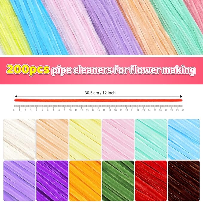 IOOLEEM Pipe Cleaners, 200pcs Purle Violet, Flower Making Arts and Craft Supplies, Ideas for Art Project Activity.
