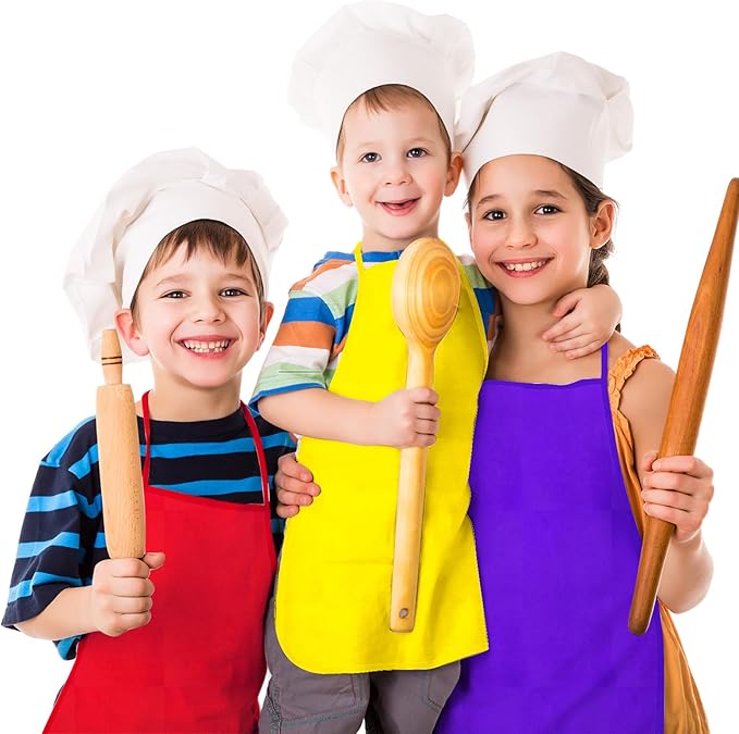 PLULON 20 Pcs Kids Aprons for Art Painting, Bulk for Craft, Home, Kitchen, Classroom, Party Supplies