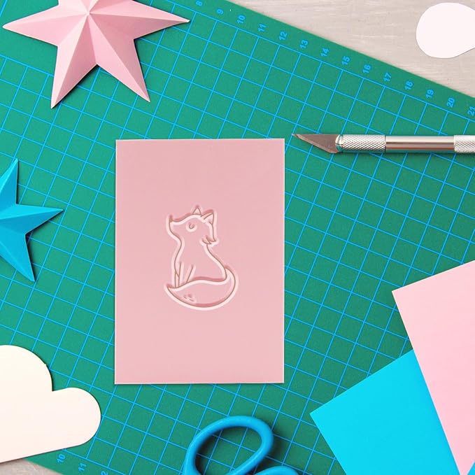 LEXININ 24Pcs Rubber Stamps, 6 x 4 x 0.3 Inches Pink Soft Rubber Linoleum Blocks Printing, Linocut Rubber Carving Block