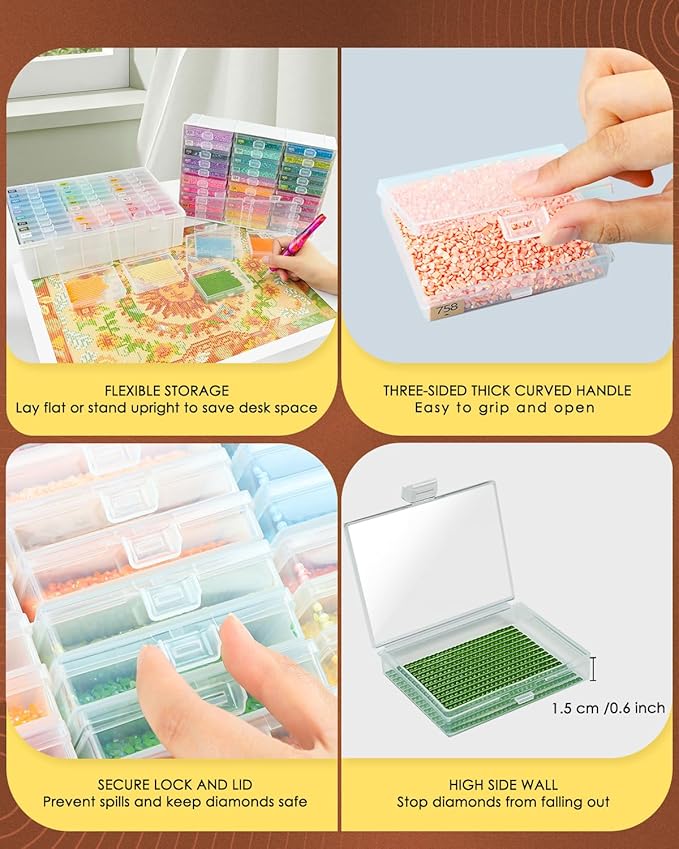 YBUTVY Diamond Art Trays with Lids, 30PCS Diamond Painting Trays with Lids ＆ Diamond Painting Storage, Diamond Painting Accessories for Diamond Art Beads (1 Pack)