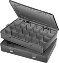 Large 24 Grids Plastic Organizer Box Adjustable Dividers,Clear Storage Box for Jewelry, Art DIY Crafts, Washi Tapes, Beads and Small Parts(Black,2Pack)