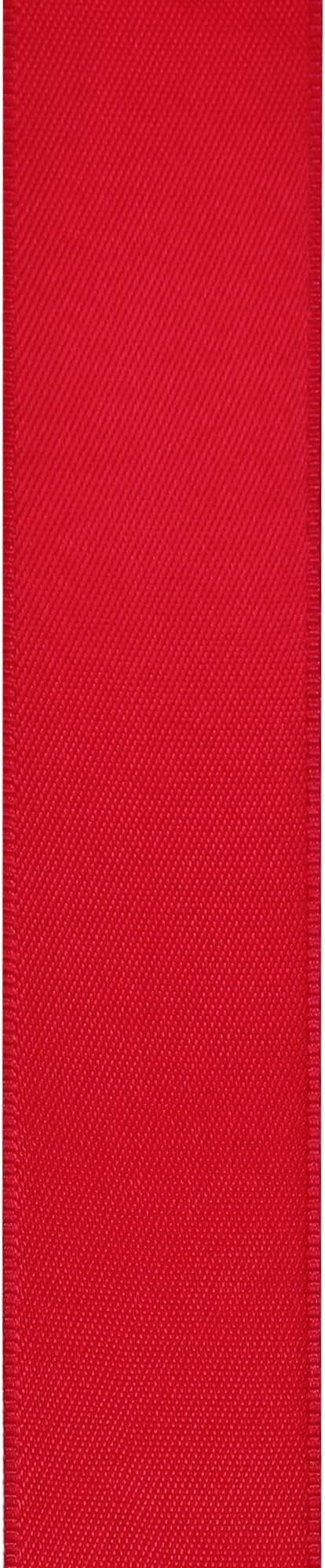 LIUYAXI Hot Red Double Faced Satin Ribbon, 1/4" X Continuous 50 Yards, Thin Ribbons Perfect for Gift Wrapping Wedding Invitation Card Hair Bows Tag Floral Arrangement DIY Craft