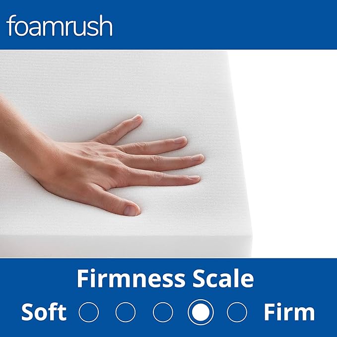 FoamRush 0.5" H x 24" W x 24" L Upholstery Foam Cushion High Density (Square Foam for Dining Chairs, Chair & Wheelchair Seat Cushion Replacement)