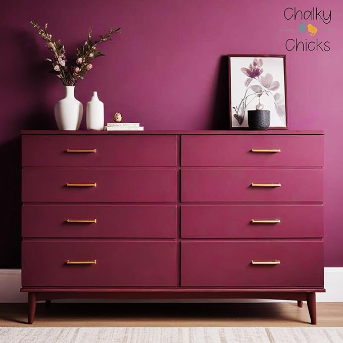 Chalky Chicks All-in-One Chalk Paint for Furniture or Cabinet - 32 Fl Oz - Matte Finish Logan Berry (Plum) for Metal, Wood Furniture Paint - No Sanding All-in-One for Home Decor & Crafts, USA Made